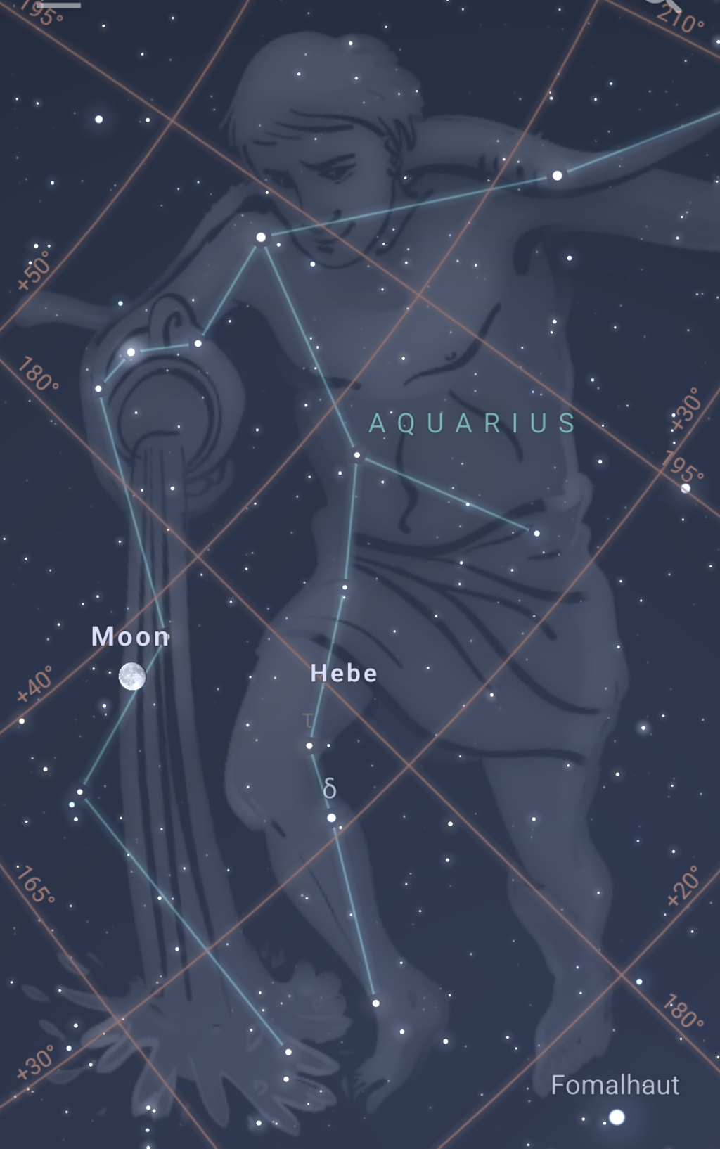 Full moon in Aquarius ♒, August 11 2025, Screenshot from Stellarium app